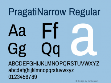 PragatiNarrow Regular Version 1.007;PS 001.007;hotconv 1.0.70;makeotf.lib2.5.58329 Font Sample