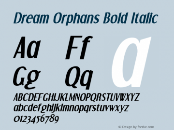 Dream Orphans Bold Italic Version 2.0; 2000; initial release图片样张