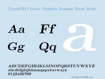 TypoPRO Latin Modern Roman Slant Bold Version 2.004;PS 2.004;hotconv 1.0.49;makeotf.lib2.0.14853 Font Sample