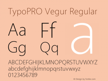 TypoPRO Vegur Regular Version 1.000;PS 007.000;hotconv 1.0.70;makeotf.lib2.5.58329 Font Sample