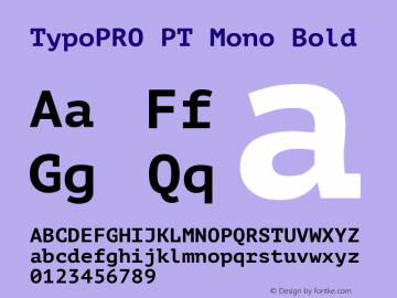 TypoPRO PT Mono Bold Version 1.003 Font Sample