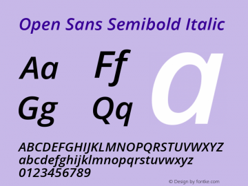 Open Sans Semibold Italic Version 1.10 Font Sample