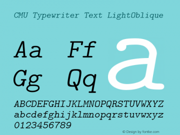 CMU Typewriter Text LightOblique Version 0.7.0图片样张