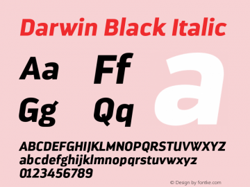 Darwin Black Italic Version 1.000 Font Sample