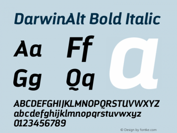 DarwinAlt Bold Italic Version 1.000图片样张