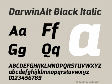 DarwinAlt Black Italic Version 1.000 Font Sample