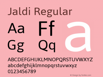 Jaldi Regular Version 1.004 Font Sample