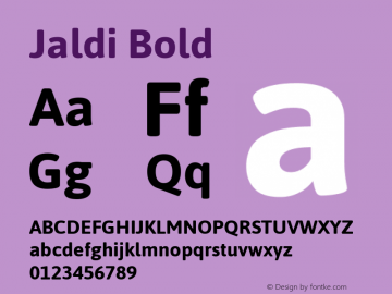 Jaldi Bold Version 1.004 Font Sample