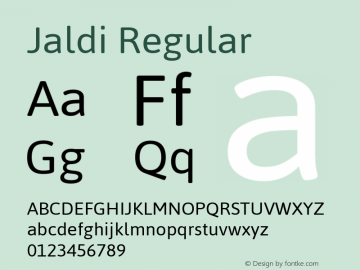 Jaldi Regular Version 1.004 Font Sample