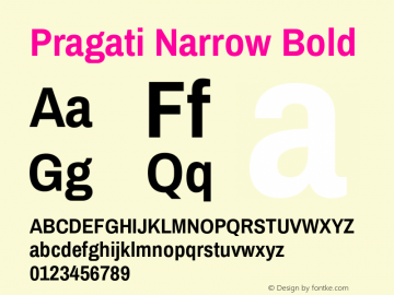 Pragati Narrow Bold Version 1.007;PS 001.007;hotconv 1.0.70;makeotf.lib2.5.58329 Font Sample