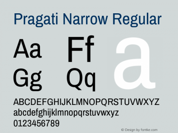 Pragati Narrow Regular Version 1.007;PS 001.007;hotconv 1.0.70;makeotf.lib2.5.58329图片样张