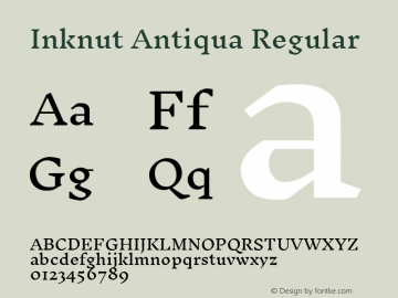 Inknut Antiqua Regular Version 1.001; ttfautohint (v1.2) -l 12 -r 12 -G 200 -x 14 -D deva -f deva -w G -X 