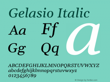 Gelasio Italic Version 1.000 Font Sample