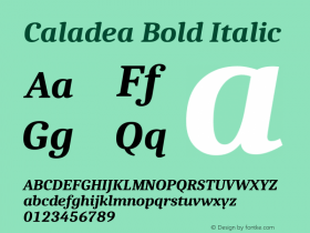 Caladea Bold Italic 1.002 Font Sample