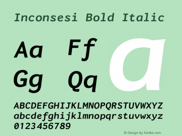 Inconsesi Bold Italic Version 1.002 Font Sample