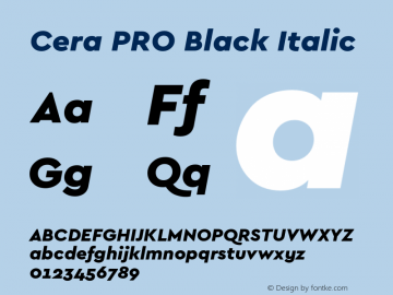 Cera PRO Black Italic Version 1.001 Font Sample
