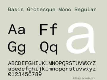 Basis Grotesque Mono Regular Version 1.000 Font Sample