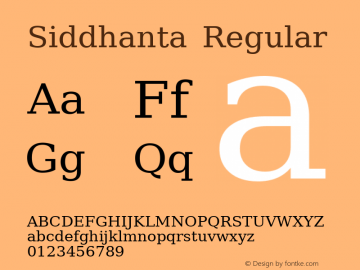Siddhanta Regular Version 1.000 2011 initial release Font Sample
