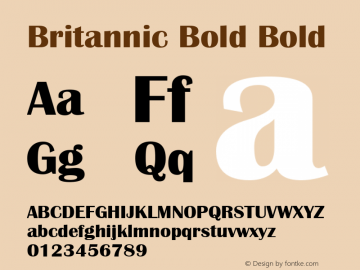 Britannic Bold Bold Version 1.11 Font Sample