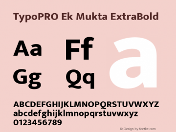 TypoPRO Ek Mukta ExtraBold Version 1.2 Font Sample