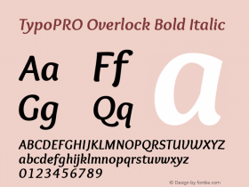 TypoPRO Overlock Bold Italic Version 1.001图片样张