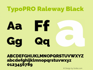 TypoPRO Raleway Black Version 3.000; ttfautohint (v0.96) -l 8 -r 28 -G 28 -x 14 -w 