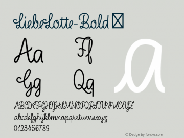 LiebeLotte-Bold ☞ Version 1.000;PS 001.000;hotconv 1.0.70;makeotf.lib2.5.58329;com.myfonts.easy.liebe-fonts.liebe-lotte.bold.wfkit2.version.4nNo Font Sample