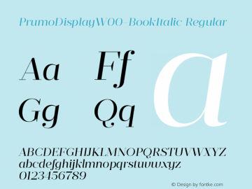 PrumoDisplayW00-BookItalic Regular Version 1.10 Font Sample