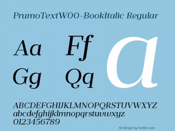 PrumoTextW00-BookItalic Regular Version 1.10 Font Sample