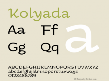 Kolyada ☞ Version 1.000 2013 initial release;com.myfonts.easy.kyryll-tkachev.kolyada.regular.wfkit2.version.3WMk图片样张