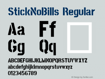 StickNoBills Regular Version 001.000 ; ttfautohint (v1.2) -l 8 -r 50 -G 200 -x 14 -D latn -f none -w G -W -X 