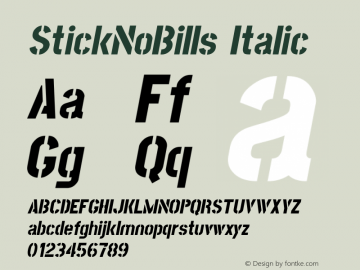 StickNoBills Italic Version 1.10; ttfautohint (v1.3)图片样张