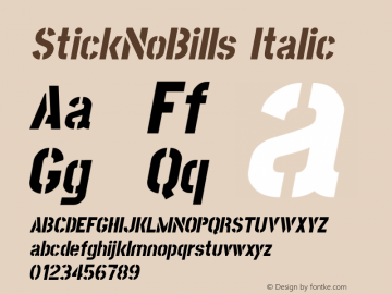 StickNoBills Italic Version 1.10; ttfautohint (v1.3)图片样张