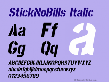StickNoBills Italic Version 1.10; ttfautohint (v1.3)图片样张