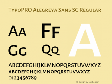 TypoPRO Alegreya Sans SC Regular Version 1.000;PS 001.000;hotconv 1.0.70;makeotf.lib2.5.58329 DEVELOPMENT图片样张