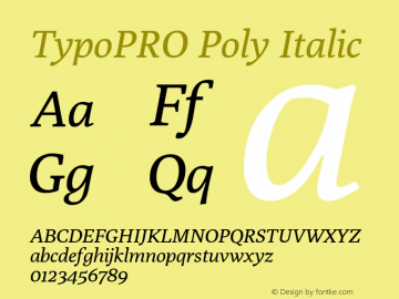 TypoPRO Poly Italic Version 1.003 Font Sample