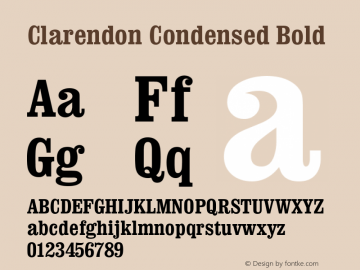 Clarendon Condensed Bold Version 1.02a Font Sample