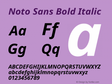Noto Sans Bold Italic Version 1.05 uh Font Sample