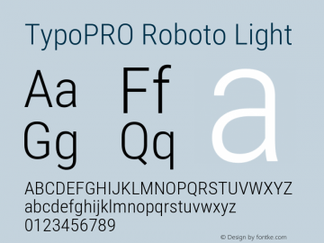 TypoPRO Roboto Light Version 2.001047; 2014 Font Sample