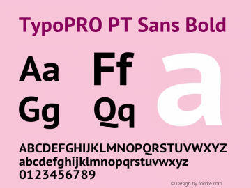 TypoPRO PT Sans Bold Version 2.005 Font Sample