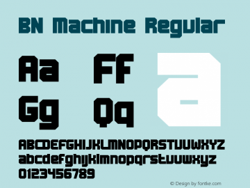 BN Machine Regular Version 2.0 Font Sample