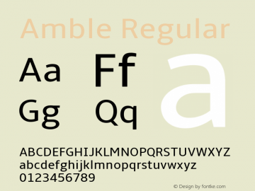 Amble Regular Version 1.00000; 2009 Font Sample