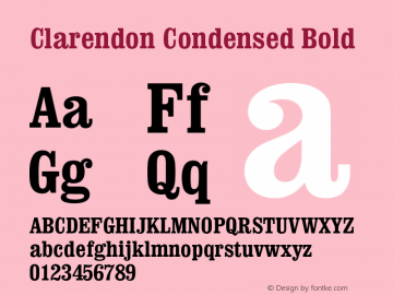 Clarendon Condensed Bold Version 1.00 Font Sample