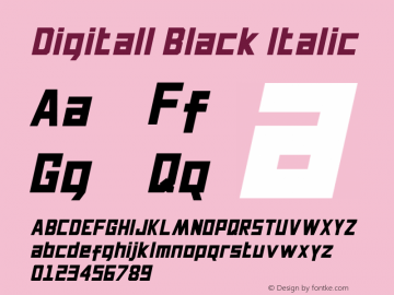 Digitall Black Italic Version 1.000 Font Sample