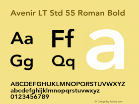 Avenir LT Std 55 Roman Bold OTF 1.029;PS 001.002;Core 1.0.33;makeotf.lib1.4.1585图片样张