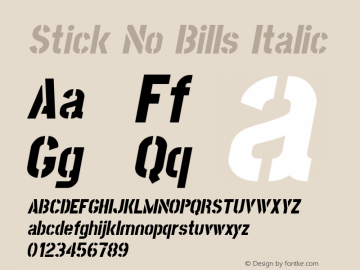 Stick No Bills Italic Version 1.10; ttfautohint (v1.3) Font Sample
