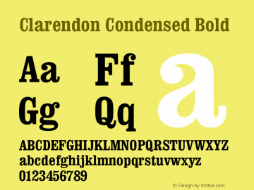 Clarendon Condensed Bold Version 1.02a Font Sample