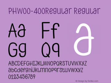 PHW00-400Regular Regular Version 1.00 Font Sample