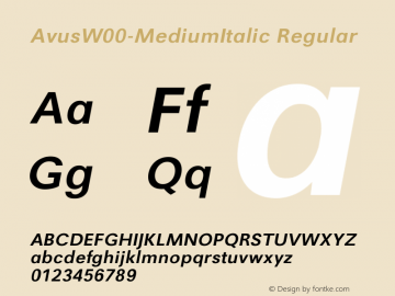 AvusW00-MediumItalic Regular Version 1.00 Font Sample
