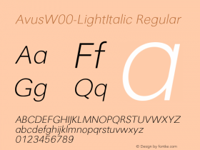 AvusW00-LightItalic Regular Version 1.00图片样张